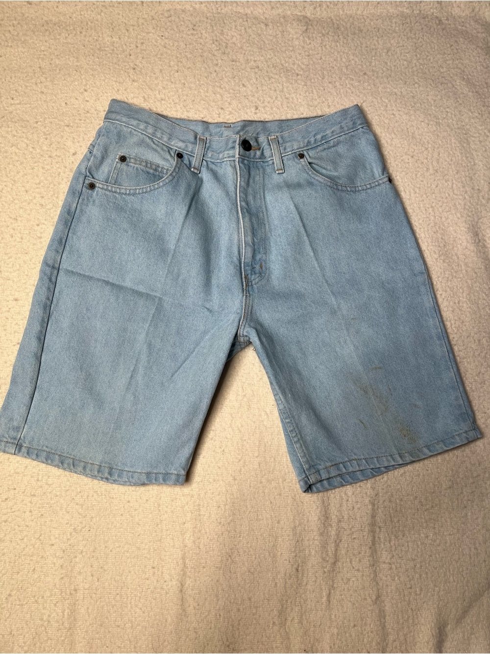 Vintage 90s Light Wash Blue Denim Jean Cotton Shorts Mens 33 USA Made Y2K Vtg